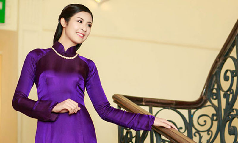 Girl in Ao Dai traditional vietnamese robe for females Ho Chi Minh