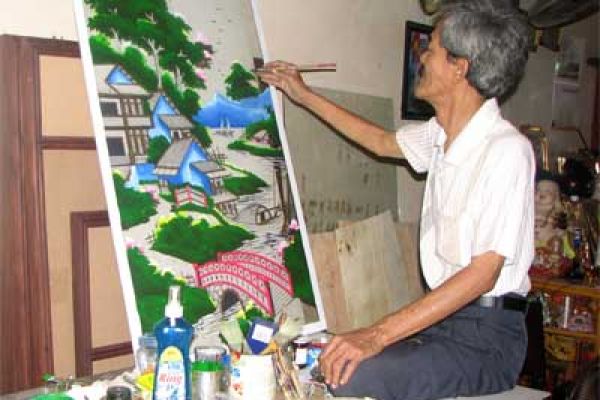 Special traditional glass painting craft village in An Giang Vietnam