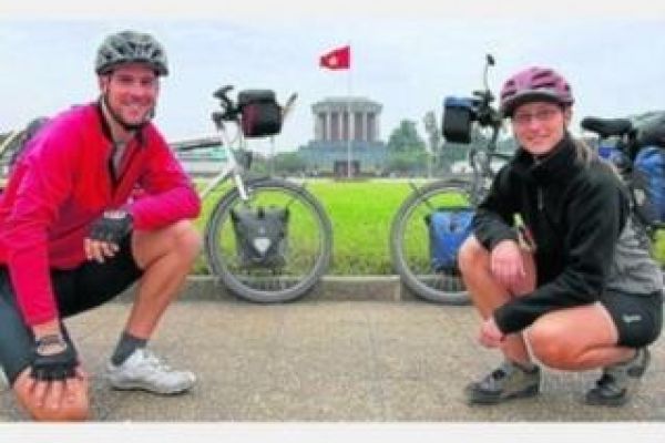 German couple pedal to Vietnam for Hanoi’s 1,000th anniversary